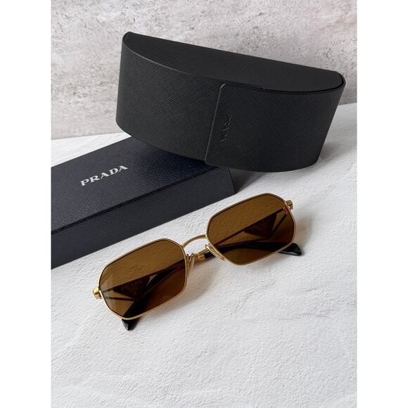 NEW Prada PR A51S Sunglasses in Gold Brown $585 main image 7